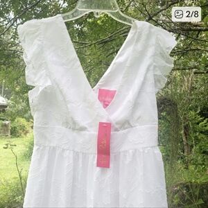 Lilly Pulitzer White Maxi Dress with Ruffle Sleeves